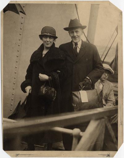 Jean and Paul Harris board a ship